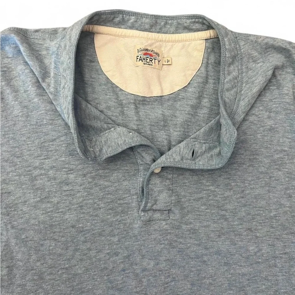 Faherty Light Blue Polo Short Sleeve Tee Shirt - Picture 4 of 9